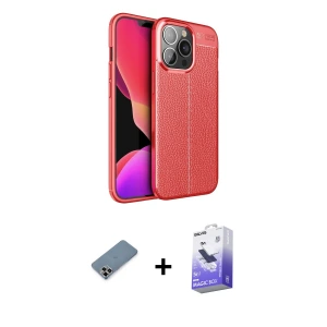 ieg™ iPhone 13 Pro Max Kılıf Doruk Klasik Özel Seri - Siyah Bilvis 5in1 5D Magic Hayalet Cam Ekran Koruyucu + Metal Kamera Lens Koruma Cam - MR