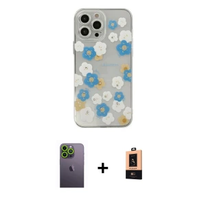 ieg™ iPhone 13 Pro Max Kılıf Eksen Asil Prime - Şeffaf Maxco Cam Ekran Koruyucu + Neon Fosforlu Kamera Lens - YL