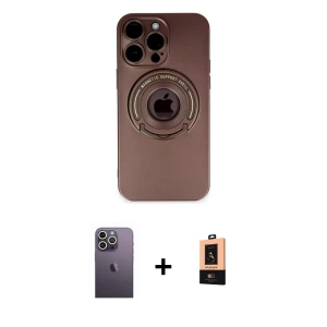 ieg™ iPhone 13 Pro Max Kılıf Eksen Klasik Prime - Şeffaf Maxco Cam Ekran Koruyucu + Neon Fosforlu Kamera Lens - BZ