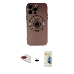 ieg™ iPhone 13 Pro Max Kılıf Eksen Klasik Prime - Siyah 6D Mat Seramik Hayalet Nano Ekran Koruyucu + Pers Alüminyum Kamera Lens - KI