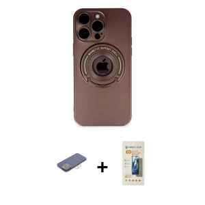 ieg™ iPhone 13 Pro Max Kılıf Eksen Klasik Prime - Siyah 6D Mat Seramik Hayalet Nano Ekran Koruyucu + Renkli Kamera Lens Koruma Cam - PE