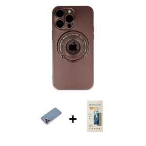 ieg™ iPhone 13 Pro Max Kılıf Eksen Klasik Prime - Siyah 6D Mat Seramik Hayalet Nano Ekran Koruyucu + Shine Kamera Lens Koruma Cam - PE