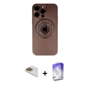 ieg™ iPhone 13 Pro Max Kılıf Eksen Klasik Prime - Siyah Bilvis 5in1 3D Magic Cam Ekran Koruyucu + Pers Alüminyum Kamera Lens - GD