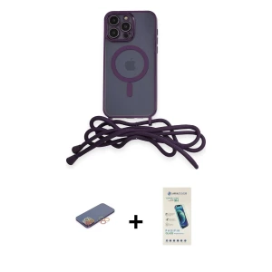 ieg™ iPhone 13 Pro Max Kılıf Eksen Özel Seri - Şeffaf Pasifik Cam Ekran Koruyucu + Renkli Kamera Lens Koruma Cam - TU