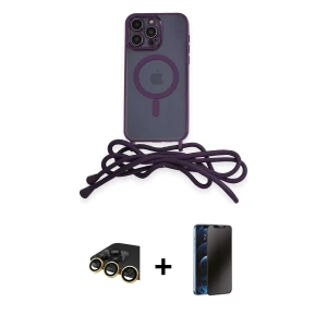 ieg™ iPhone 13 Pro Max Kılıf Eksen Özel Seri - Siyah 3D Antistatik Hayalet Cam Ekran Koruyucu + Raze Metal Kamera Lens - GD