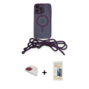 ieg™ iPhone 13 Pro Max Kılıf Eksen Özel Seri - Siyah 6D Mat Seramik Hayalet Nano Ekran Koruyucu + Pers Alüminyum Kamera Lens - KI