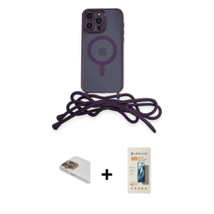 ieg™ iPhone 13 Pro Max Kılıf Eksen Özel Seri - Siyah 6D Mat Seramik Hayalet Nano Ekran Koruyucu + Pers Alüminyum Kamera Lens - GD