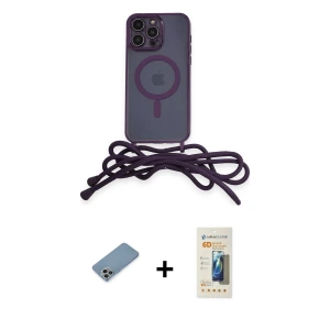 ieg™ iPhone 13 Pro Max Kılıf Eksen Özel Seri - Siyah 6D Mat Seramik Hayalet Nano Ekran Koruyucu + Shine Kamera Lens Koruma Cam - GI