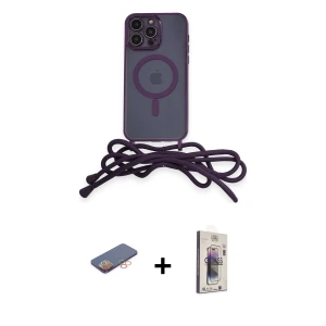 ieg™ iPhone 13 Pro Max Kılıf Eksen Özel Seri - Siyah Bilvis 3D Cam Ekran Koruyucu + Renkli Kamera Lens Koruma Cam - TU