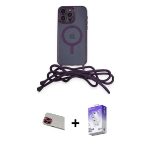 ieg™ iPhone 13 Pro Max Kılıf Eksen Özel Seri - Siyah Bilvis 5in1 3D Magic Cam Ekran Koruyucu + Rainbow Kamera Lens Koruma Cam - KI
