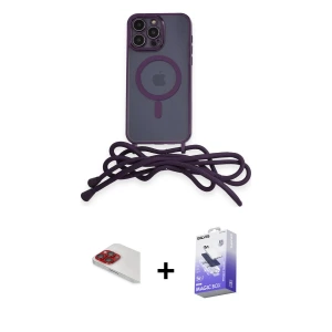ieg™ iPhone 13 Pro Max Kılıf Eksen Özel Seri - Siyah Bilvis 5in1 5D Magic Hayalet Cam Ekran Koruyucu + Pers Alüminyum Kamera Lens - KI