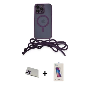 ieg™ iPhone 13 Pro Max Kılıf Eksen Özel Seri - Siyah Joko 5D Cam + Rainbow Kamera Lens Koruma Cam - MR