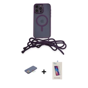 ieg™ iPhone 13 Pro Max Kılıf Eksen Özel Seri - Siyah Joko 5D Cam + Renkli Kamera Lens Koruma Cam - MI