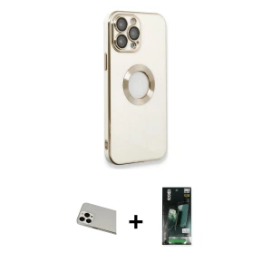ieg™ iPhone 13 Pro Max Kılıf İz Form Serisi - Şeffaf 360 Full Body Arka Koruyucu + Rainbow Kamera Lens Koruma Cam - BZ