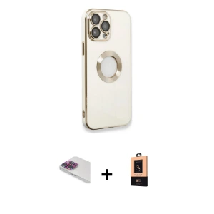 ieg™ iPhone 13 Pro Max Kılıf İz Form Serisi - Şeffaf Maxco Cam Ekran Koruyucu + Pers Alüminyum Kamera Lens - GI