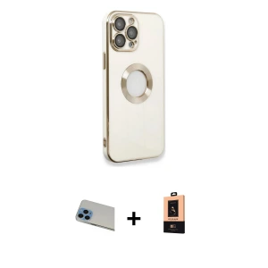 ieg™ iPhone 13 Pro Max Kılıf İz Form Serisi - Şeffaf Maxco Cam Ekran Koruyucu + Rainbow Kamera Lens Koruma Cam - MI