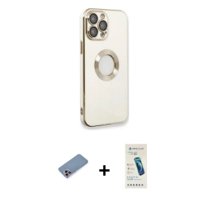 ieg™ iPhone 13 Pro Max Kılıf İz Form Serisi - Şeffaf Pasifik Cam Ekran Koruyucu + Shine Kamera Lens Koruma Cam - PE