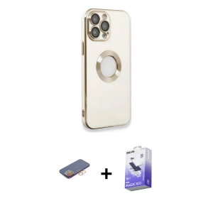 ieg™ iPhone 13 Pro Max Kılıf İz Form Serisi - Siyah Bilvis 5in1 5D Magic Hayalet Cam Ekran Koruyucu + Renkli Kamera Lens Koruma Cam - TU