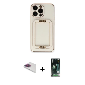 ieg™ iPhone 13 Pro Max Kılıf Kozmos Minimal Prime - Şeffaf 360 Full Body Arka Koruyucu + Pers Alüminyum Kamera Lens - GI