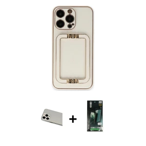ieg™ iPhone 13 Pro Max Kılıf Kozmos Minimal Prime - Şeffaf 360 Full Body Arka Koruyucu + Rainbow Kamera Lens Koruma Cam - BZ