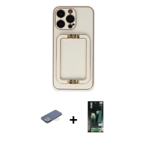 ieg™ iPhone 13 Pro Max Kılıf Kozmos Minimal Prime - Şeffaf 360 Full Body Arka Koruyucu + Renkli Kamera Lens Koruma Cam - YL