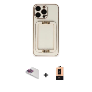 ieg™ iPhone 13 Pro Max Kılıf Kozmos Minimal Prime - Şeffaf Maxco Cam Ekran Koruyucu + Pers Alüminyum Kamera Lens - GI