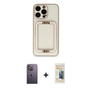 ieg™ iPhone 13 Pro Max Kılıf Kozmos Minimal Prime - Siyah 6D Mat Seramik Hayalet Nano Ekran Koruyucu + Neon Fosforlu Kamera Lens - BZ