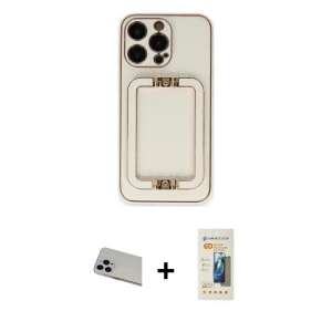 ieg™ iPhone 13 Pro Max Kılıf Kozmos Minimal Prime - Siyah 6D Mat Seramik Hayalet Nano Ekran Koruyucu + Rainbow Kamera Lens Koruma Cam - MR