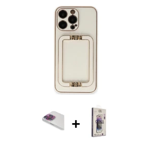 ieg™ iPhone 13 Pro Max Kılıf Kozmos Minimal Prime - Siyah Bilvis 3D Cam Ekran Koruyucu + Pers Alüminyum Kamera Lens - GI