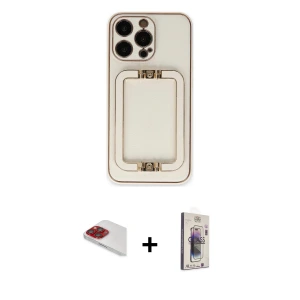 ieg™ iPhone 13 Pro Max Kılıf Kozmos Minimal Prime - Siyah Bilvis 3D Cam Ekran Koruyucu + Pers Alüminyum Kamera Lens - KI