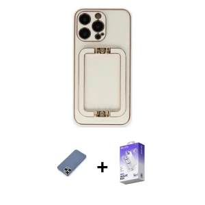 ieg™ iPhone 13 Pro Max Kılıf Kozmos Minimal Prime - Siyah Bilvis 5in1 3D Magic Cam Ekran Koruyucu + Metal Kamera Lens Koruma Cam - AKYL