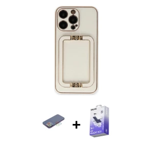 ieg™ iPhone 13 Pro Max Kılıf Kozmos Minimal Prime - Siyah Bilvis 5in1 5D Magic Hayalet Cam Ekran Koruyucu + Renkli Kamera Lens Koruma Cam - MI