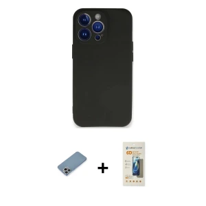 ieg™ iPhone 13 Pro Max Kılıf Kozmos Yansıma Özel Seri - Siyah 6D Mat Seramik Hayalet Nano Ekran Koruyucu + Shine Kamera Lens Koruma Cam - GI