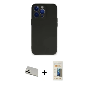 ieg™ iPhone 13 Pro Max Kılıf Kozmos Yansıma Özel Seri - Siyah 6D Mat Seramik Hayalet Nano Ekran Koruyucu + Rainbow Kamera Lens Koruma Cam - BZ