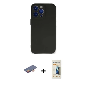 ieg™ iPhone 13 Pro Max Kılıf Kozmos Yansıma Özel Seri - Siyah 6D Mat Seramik Hayalet Nano Ekran Koruyucu + Renkli Kamera Lens Koruma Cam - TU
