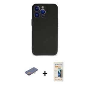 ieg™ iPhone 13 Pro Max Kılıf Kozmos Yansıma Özel Seri - Siyah 6D Mat Seramik Hayalet Nano Ekran Koruyucu + Renkli Kamera Lens Koruma Cam - PE