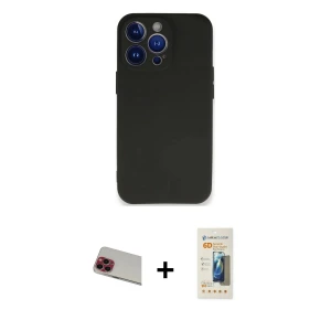 ieg™ iPhone 13 Pro Max Kılıf Kozmos Yansıma Özel Seri - Siyah 6D Mat Seramik Hayalet Nano Ekran Koruyucu + Rainbow Kamera Lens Koruma Cam - KI
