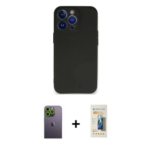ieg™ iPhone 13 Pro Max Kılıf Kozmos Yansıma Özel Seri - Siyah 6D Mat Seramik Hayalet Nano Ekran Koruyucu + Neon Fosforlu Kamera Lens - YL