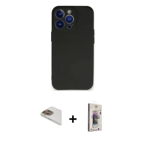 ieg™ iPhone 13 Pro Max Kılıf Kozmos Yansıma Özel Seri - Siyah Bilvis 3D Cam Ekran Koruyucu + Pers Alüminyum Kamera Lens - GD