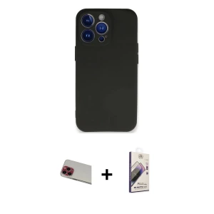 ieg™ iPhone 13 Pro Max Kılıf Kozmos Yansıma Özel Seri - Siyah Bilvis 3D Mat Cam Ekran Koruyucu + Rainbow Kamera Lens Koruma Cam - KI