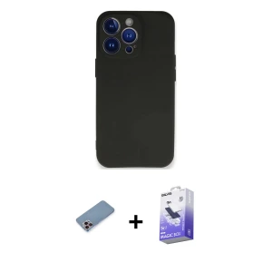 ieg™ iPhone 13 Pro Max Kılıf Kozmos Yansıma Özel Seri - Siyah Bilvis 5in1 5D Magic Hayalet Cam Ekran Koruyucu + Shine Kamera Lens Koruma Cam - PE