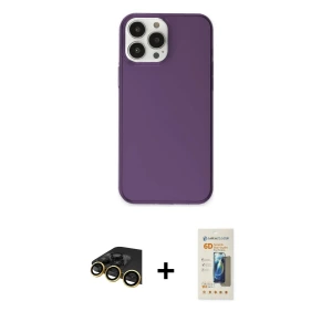 ieg™ iPhone 13 Pro Max Kılıf Kutup Doku Koleksiyonu - Siyah 6D Mat Seramik Hayalet Nano Ekran Koruyucu + Raze Metal Kamera Lens - GD