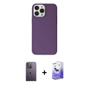 ieg™ iPhone 13 Pro Max Kılıf Kutup Doku Koleksiyonu - Siyah Bilvis 5in1 5D Magic Hayalet Cam Ekran Koruyucu + Neon Fosforlu Kamera Lens - BZ
