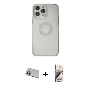 ieg™ iPhone 13 Pro Max Kılıf Kutup Klasik - Siyah Bilvis 3D Mat Cam Ekran Koruyucu + Rainbow Kamera Lens Koruma Cam - REGD