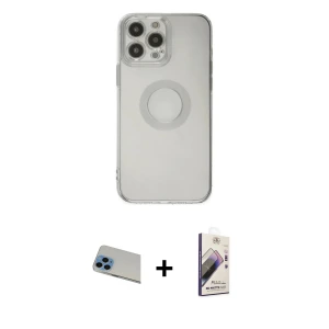 ieg™ iPhone 13 Pro Max Kılıf Kutup Klasik - Siyah Bilvis 3D Mat Cam Ekran Koruyucu + Rainbow Kamera Lens Koruma Cam - MI