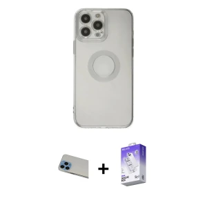 ieg™ iPhone 13 Pro Max Kılıf Kutup Klasik - Siyah Bilvis 5in1 3D Magic Cam Ekran Koruyucu + Rainbow Kamera Lens Koruma Cam - MI