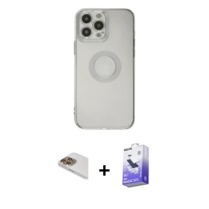 ieg™ iPhone 13 Pro Max Kılıf Kutup Klasik - Siyah Bilvis 5in1 5D Magic Hayalet Cam Ekran Koruyucu + Pers Alüminyum Kamera Lens - GD