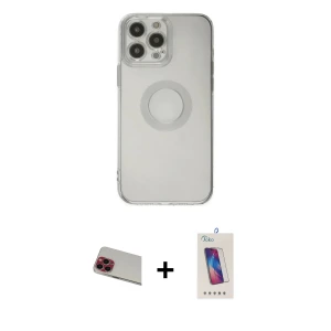 ieg™ iPhone 13 Pro Max Kılıf Kutup Klasik - Siyah Joko 5D Cam + Rainbow Kamera Lens Koruma Cam - KI