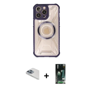 ieg™ iPhone 13 Pro Max Kılıf Kutup Modern - Şeffaf 360 Full Body Arka Koruyucu + Pers Alüminyum Kamera Lens - SABE