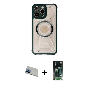 ieg™ iPhone 13 Pro Max Kılıf Kutup Modern - Şeffaf 360 Full Body Arka Koruyucu + Rainbow Kamera Lens Koruma Cam - MI